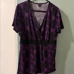 George Purple and Black Floral Blouse